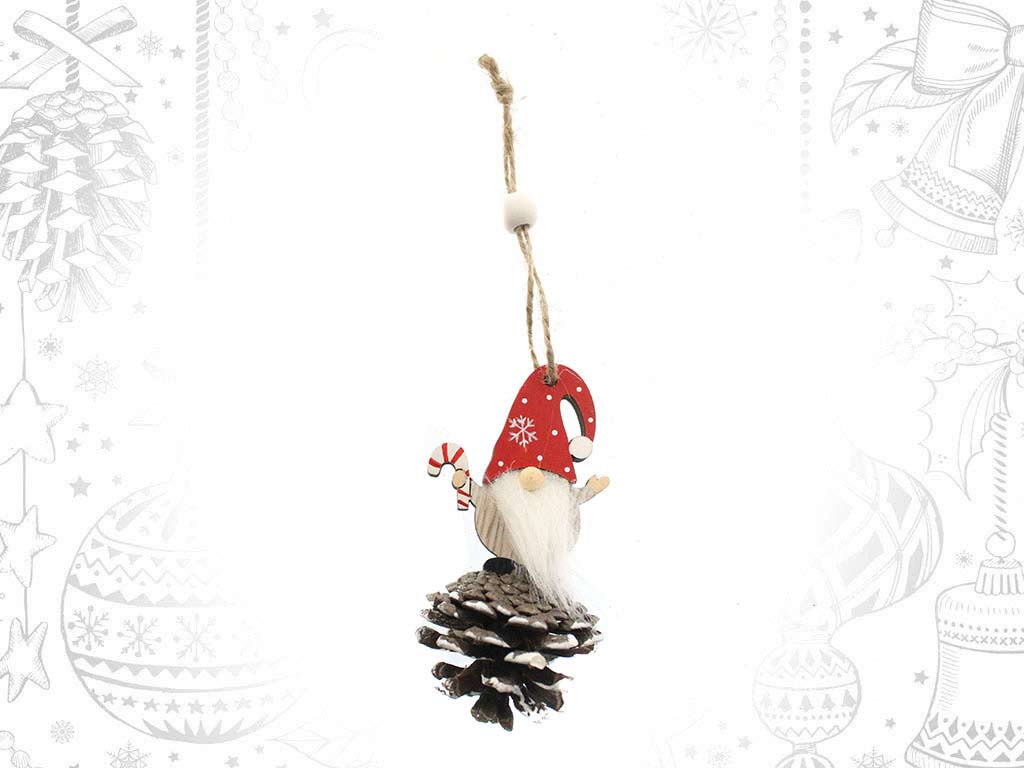 ORNAMENTO PINHA PAI NOEL VERMELHO cod. 9315303