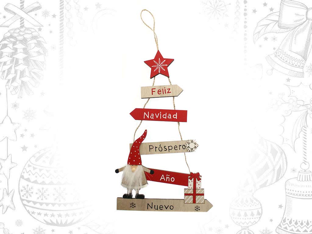 COLGANTE ARBOL SANTA ROJO FELIZ NAVIDAD cod. 9315324
