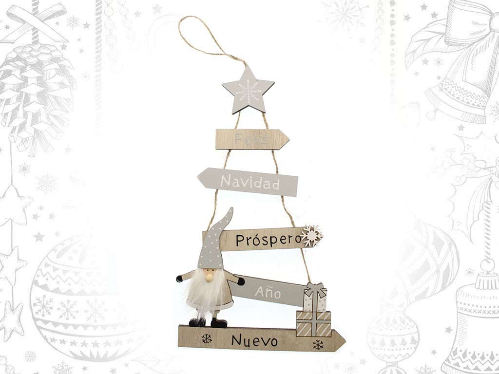 COLGANTE ARBOL SANTA BEIGE FELIZ NAVIDAD cod. 9315326