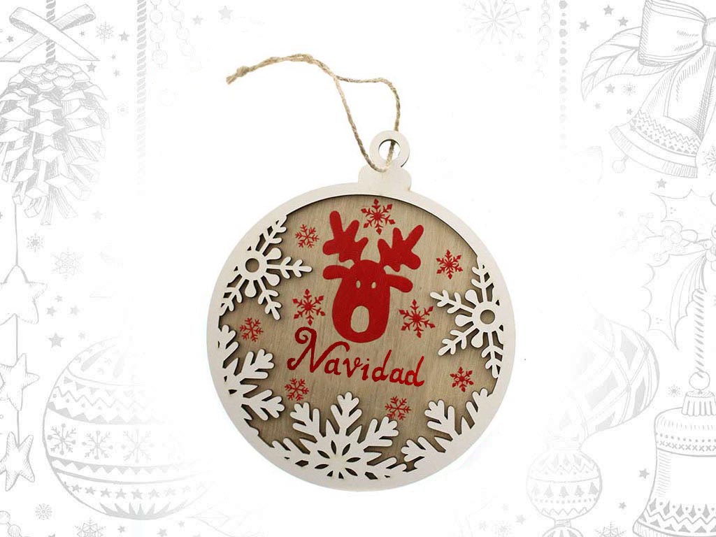 FELIZ NAVIDAD WHITE REINDEER BAUBLE ORNA cod. 9315334