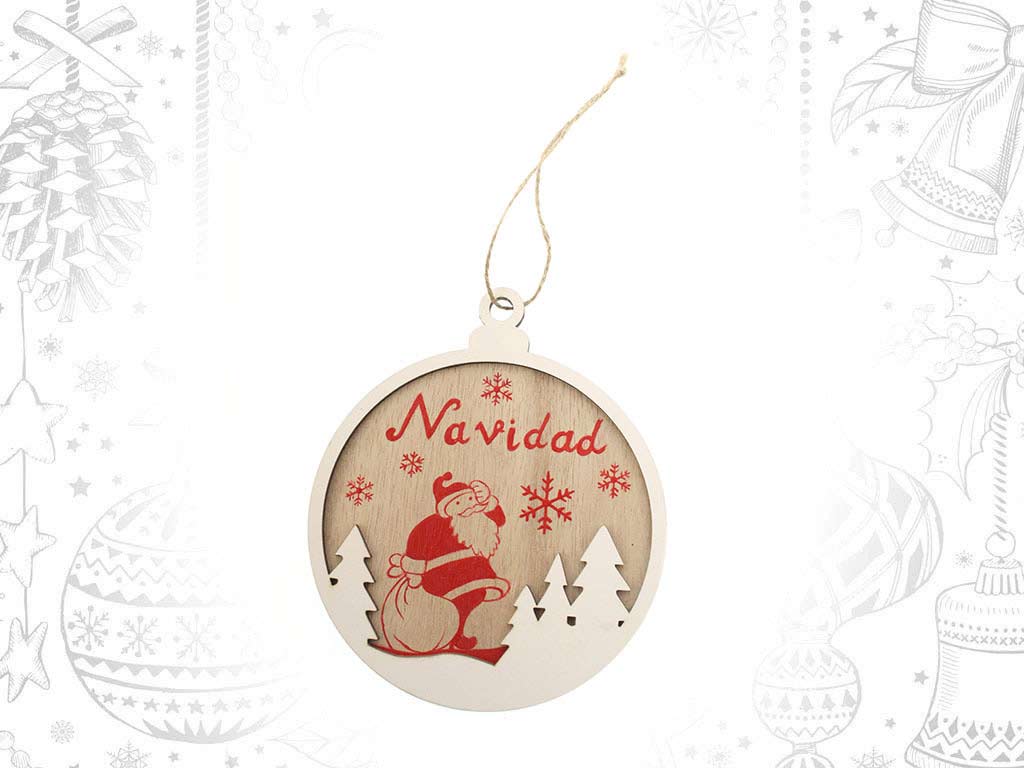 ORNAMENTO BOLA PAI NOEL BRANCO FELIZ NAV cod. 9315338