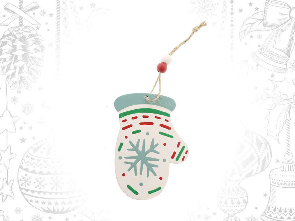 WHITE SNOWFLAKE MITTEN ORNAMENT cod. 9315349