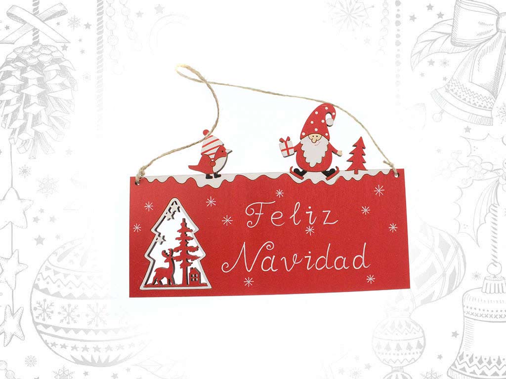 COLGANTE SANTA ROJO FELIZ NAVIDAD cod. 9315385