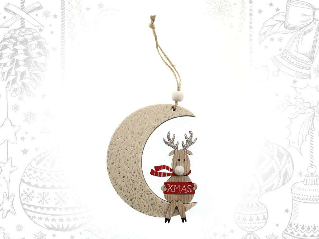 WHITE REINDEER MOON ORNAMENT cod. 9315440