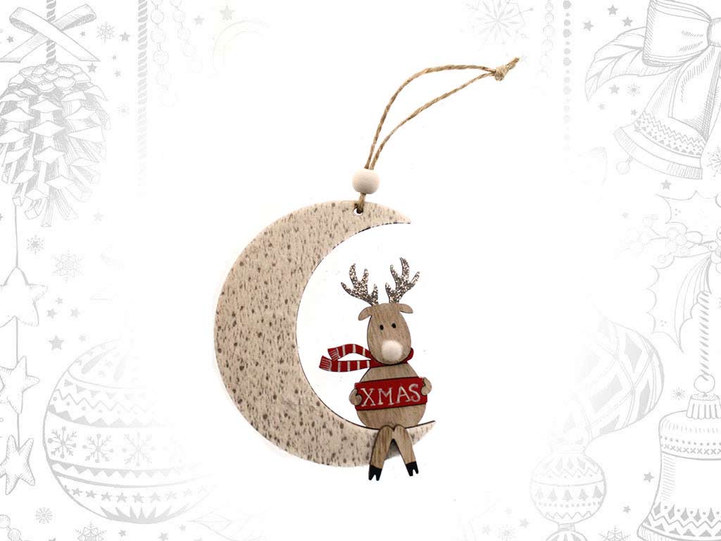 BEIGE REINDEER MOON ORNAMENT cod. 9315442