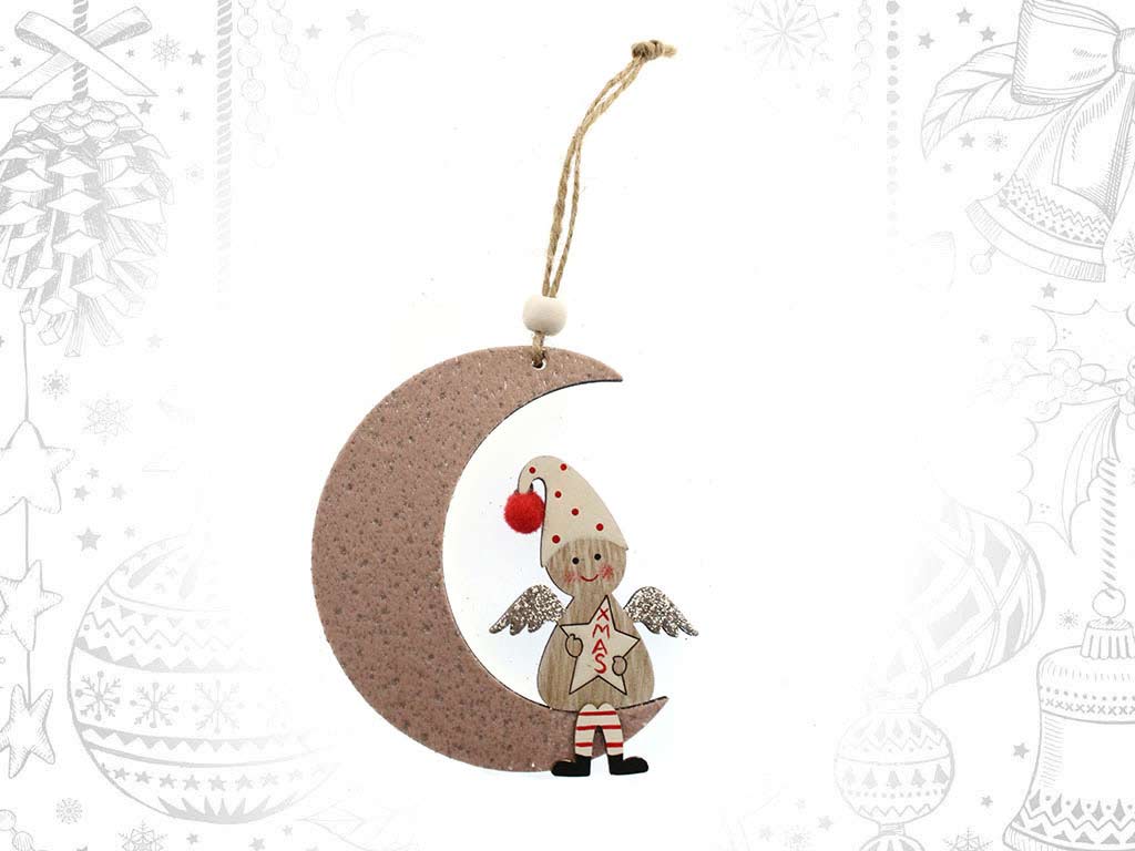 PINK ANGEL MOON ORNAMENT cod. 9315444