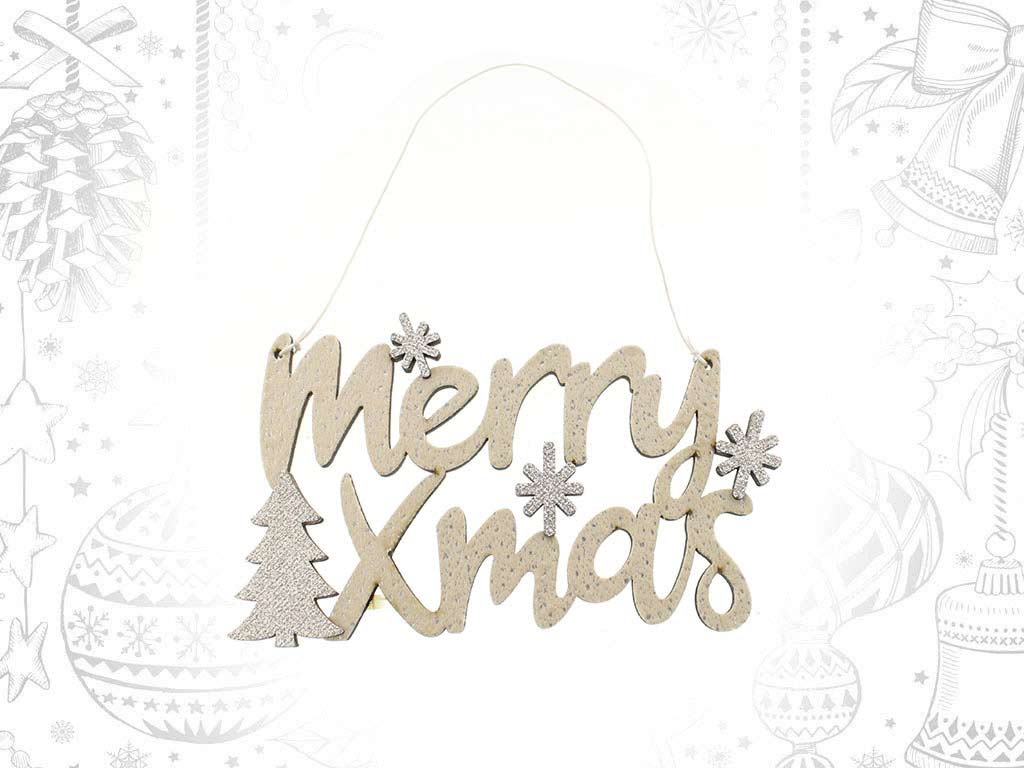 ORNAMENTO MERRY CHRISTMAS BEIGE cod. 9315457