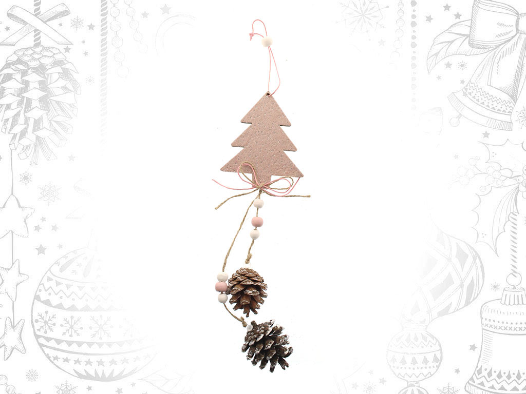 ORNAMENTO ALBERO ROSA CON PIGNE cod. 9315477