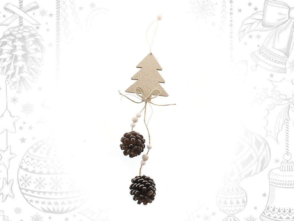 BEIGE TREE AND PINES ORNAMENT cod. 9315478
