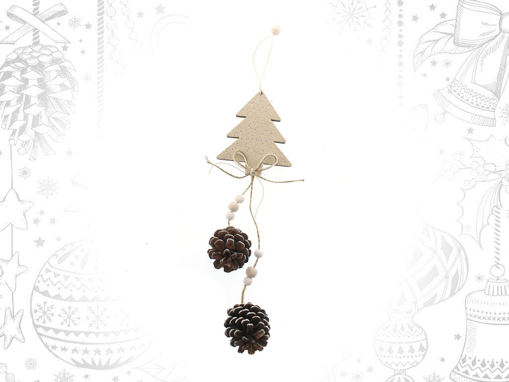 ORNAMENTO ALBERO BEIGE CON PIGNE cod. 9315478