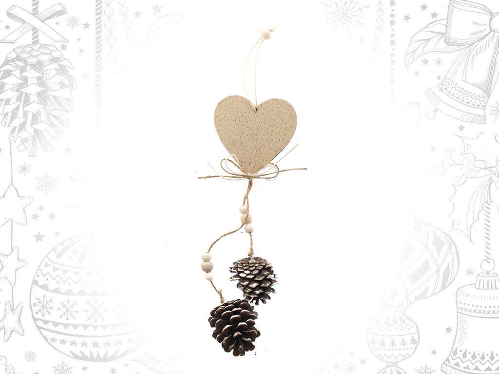 BEIGE HEART PINES ORNAMENT cod. 9315481