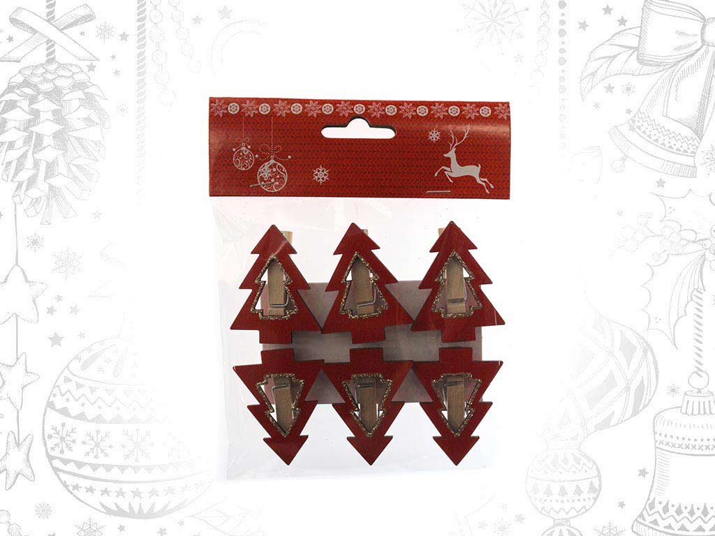 SET OF 6 RED TREE CLIPS cod. 9315514