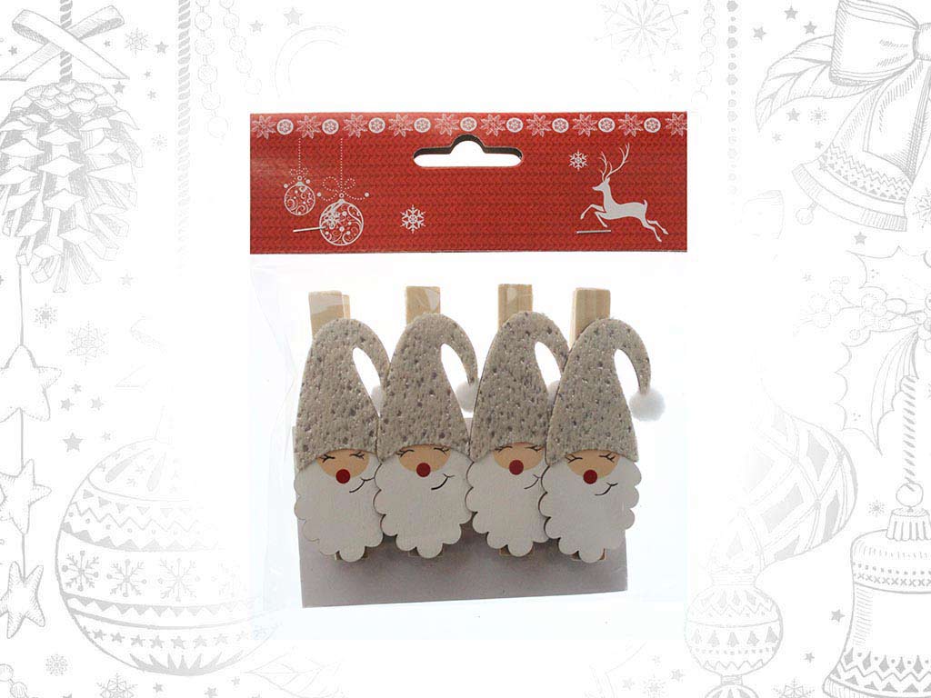 SET 4 PINZAS SANTAS BEIGE cod. 9315518