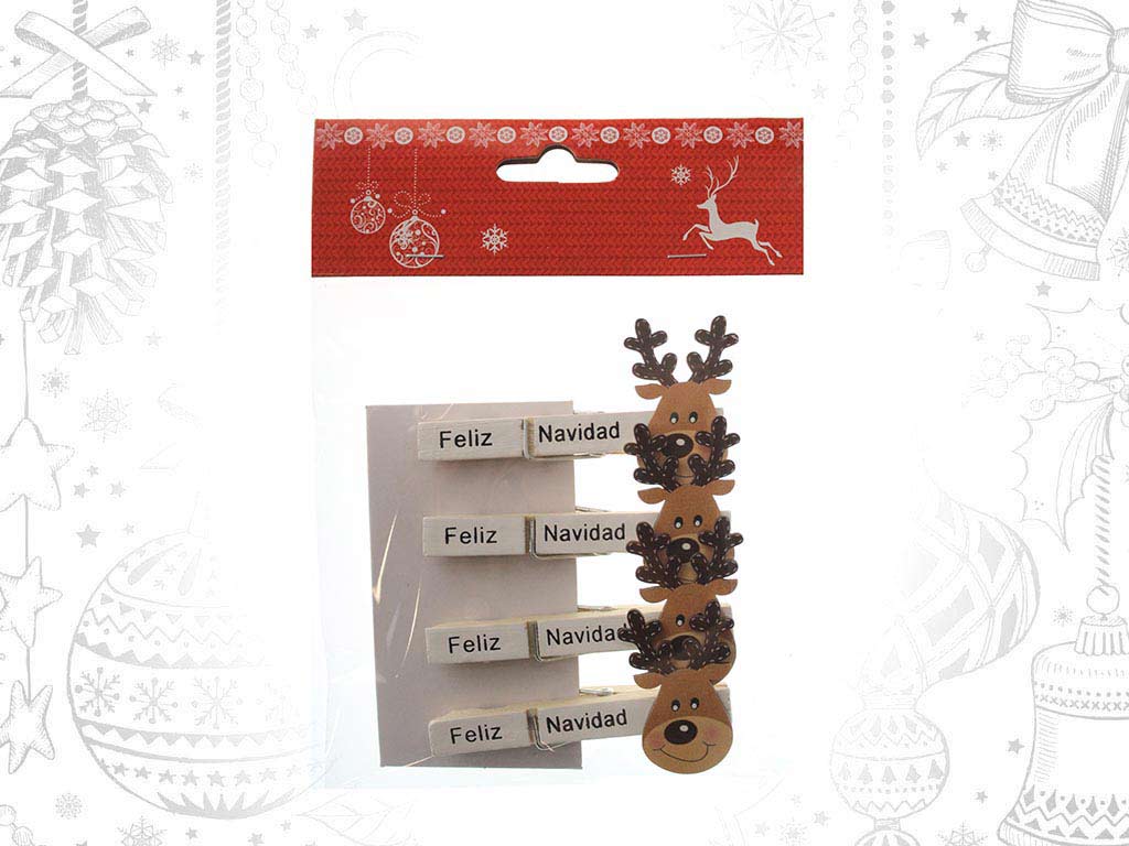 SET 4 MOLAS RENA FELIZ NAVIDAD cod. 9315534