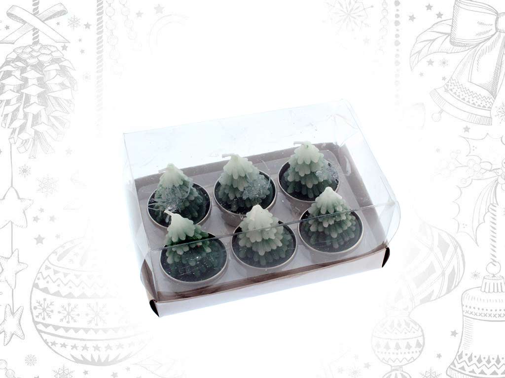6 SET GREEN TREES CANDLES cod. 9315629