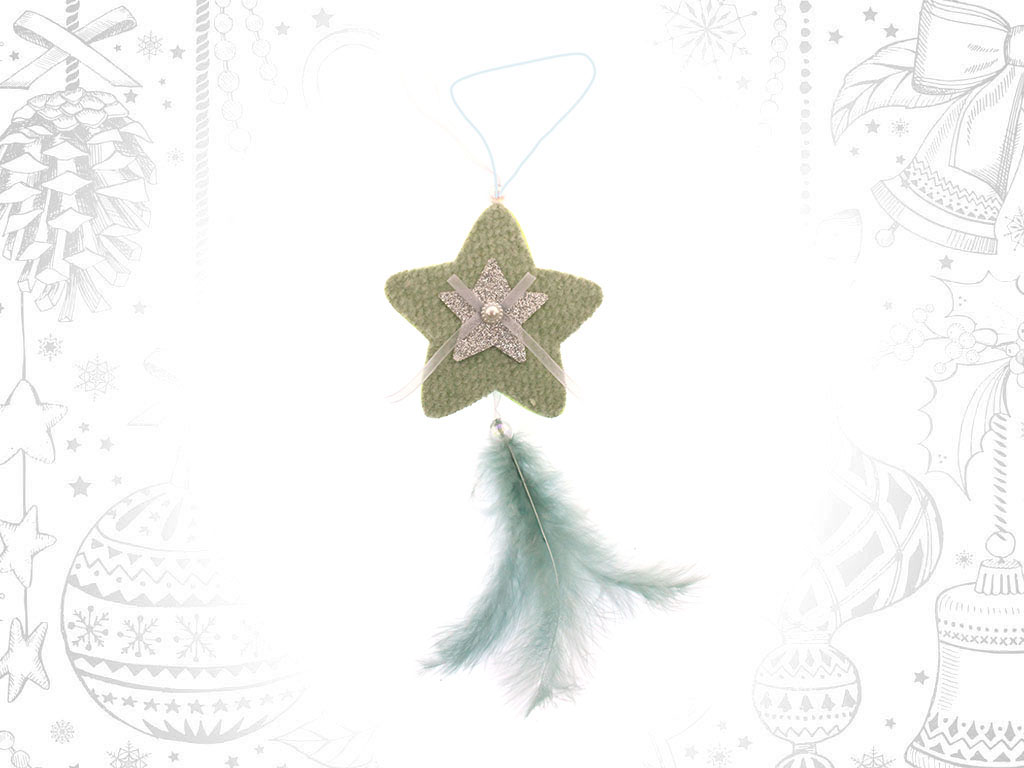 ORNAMENTO ESTRELA VERDE PENA cod. 9315877