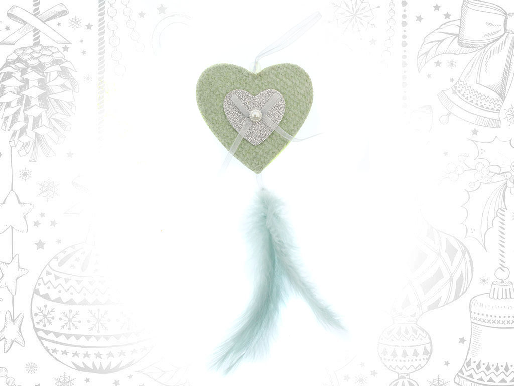 COLGANTE CORAZON VERDE PLUMA cod. 9315879