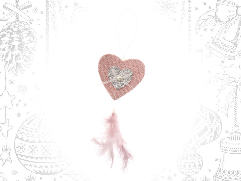 PINK HEART FEATHER ORNAMENT cod. 9315882