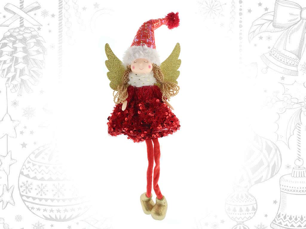 ORNAMENTO ANJO VERMELHO ASAS DOURADAS cod. 9315923