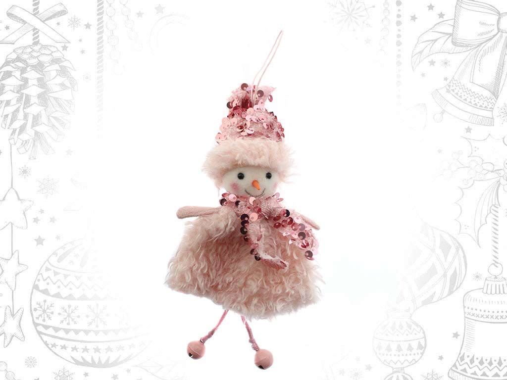 ORNEMENT POUPEE NEIGE ROSE cod. 9315953