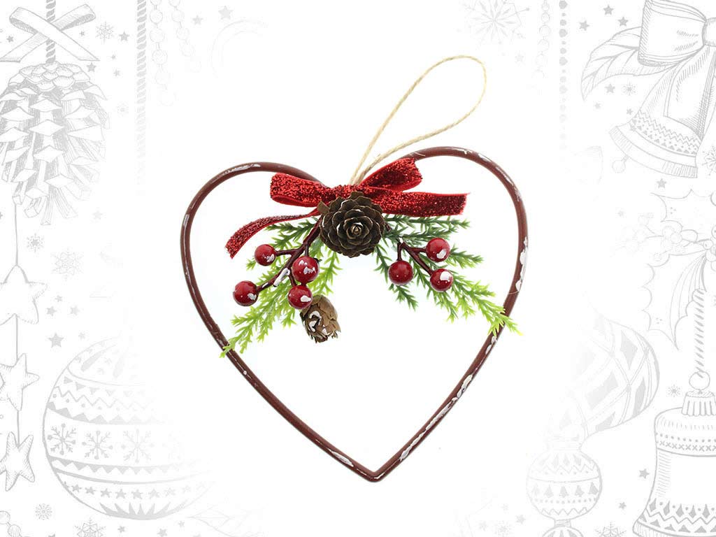 COLGANTE CORAZON ROJA FLORES cod. 9316013