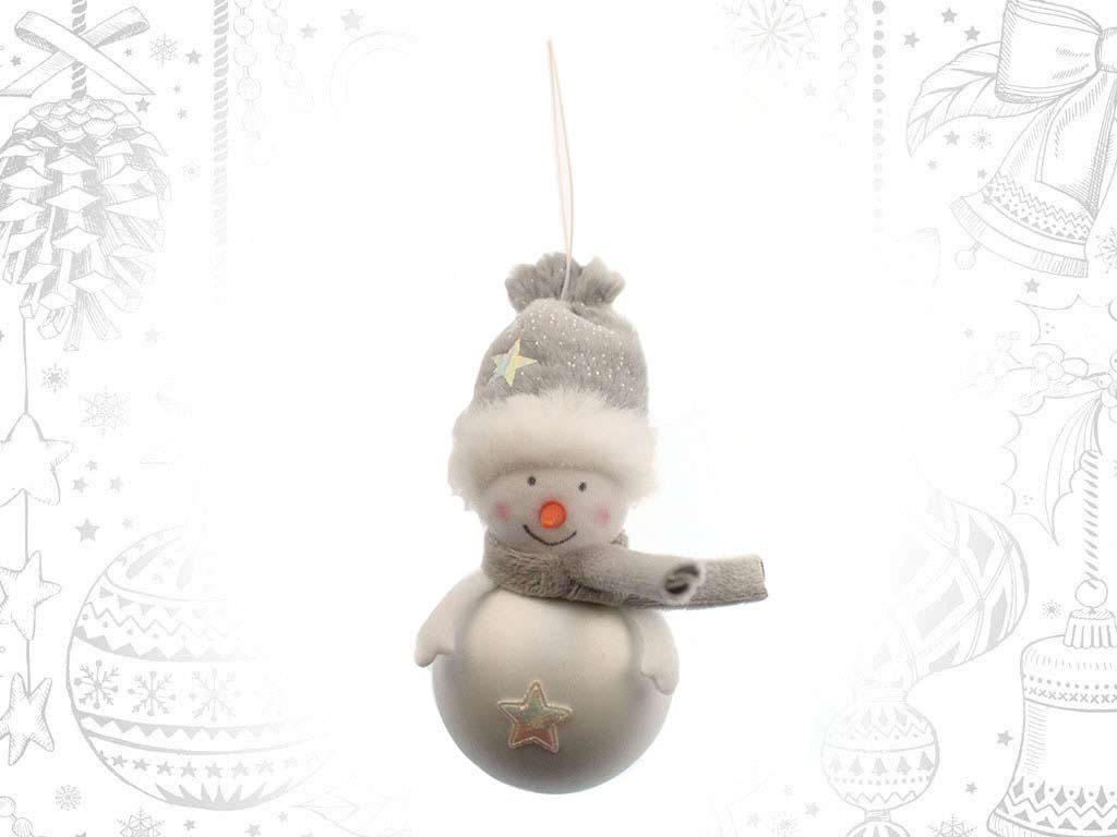 ORNAMENTO BOLA BONECO NEVE BRANCO/CINZEN cod. 9316065