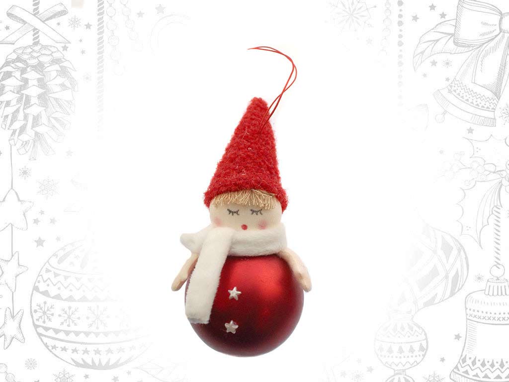 ORNAMENTO PALLINA CON BAMBINO ROSSO cod. 9316079