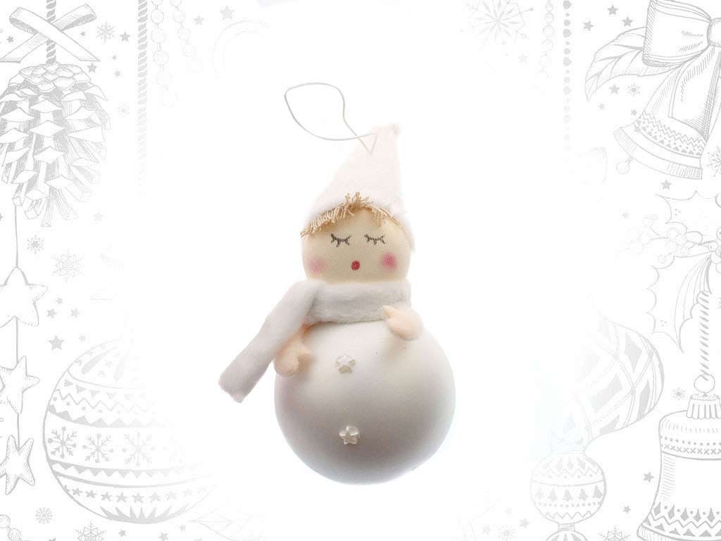 ORNAMENTO PALLINA CON BAMBINO BIANCO cod. 9316083