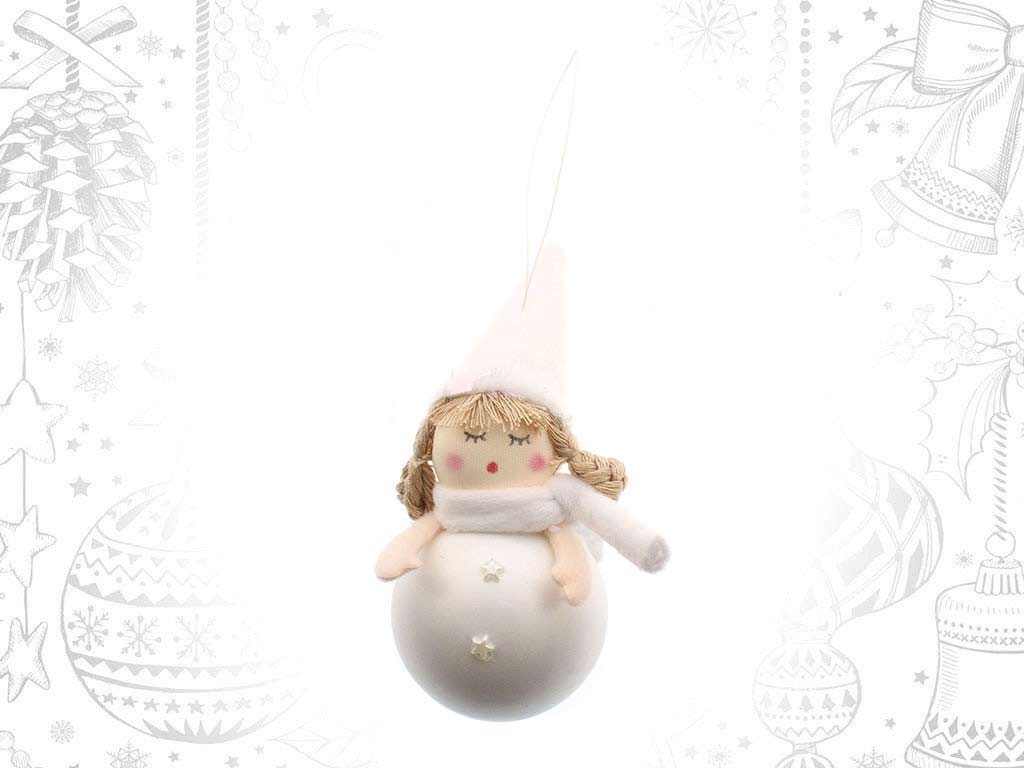 ORNAMENTO PALLINA CON BAMBINA BIANCA cod. 9316084