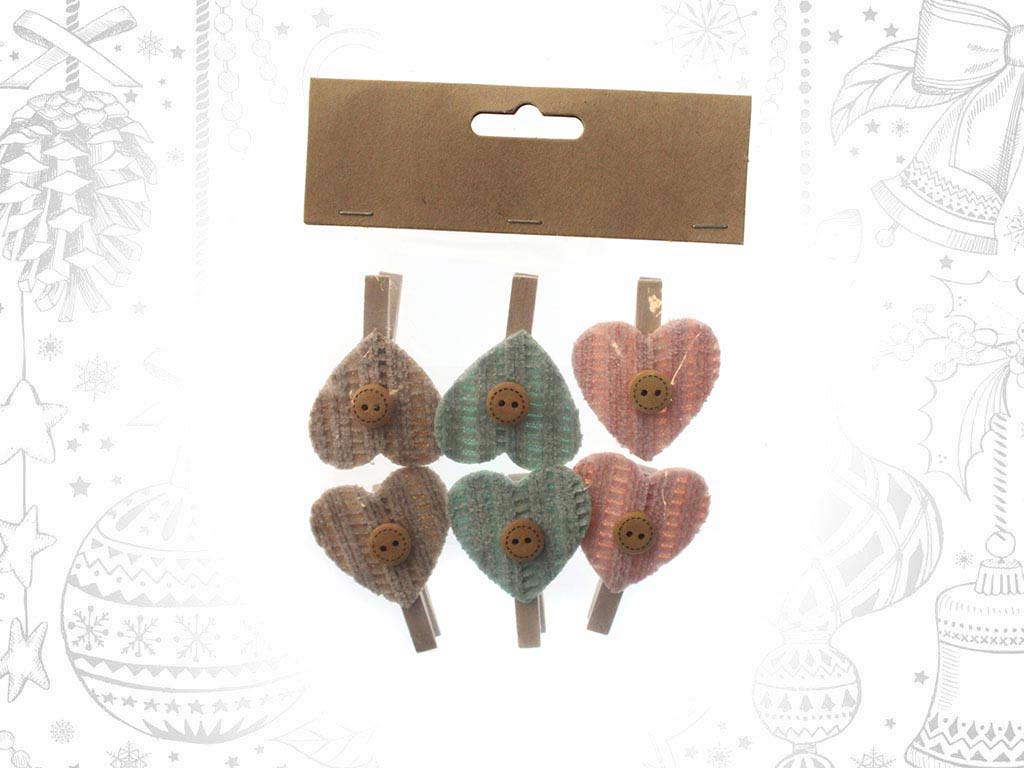 SET OF 6 HEART CLIPS cod. 9316183