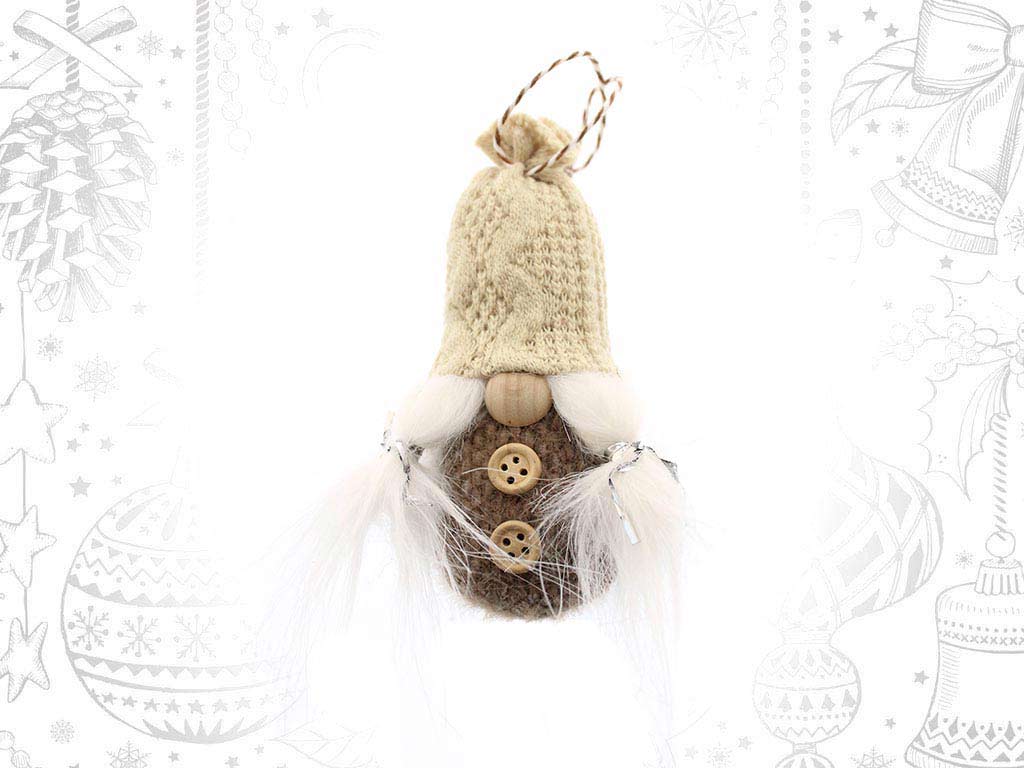 ORNAMENTO BABBO NATALE BOTTONI BEIGE cod. 9316459