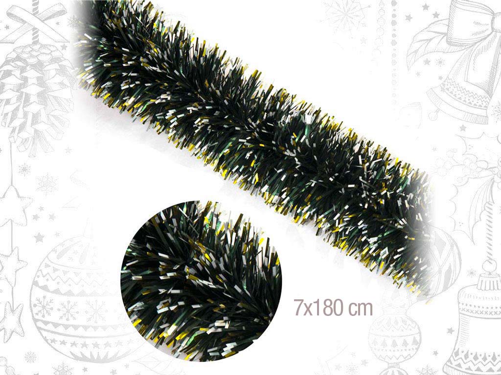 BOA P/F VERDE PUNTAS BLANCAS/ORO 7X180CM cod. 9316566