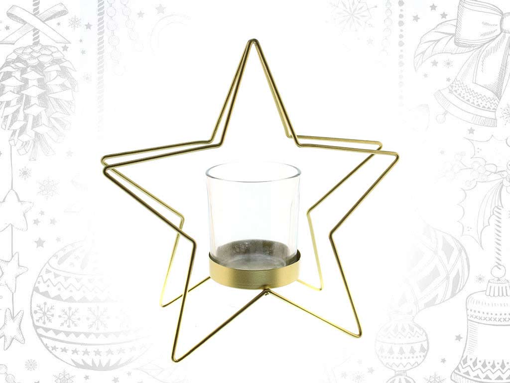 LARGE DECORATIVE GOLDEN STAR CANDELHOLDE cod. 9316679