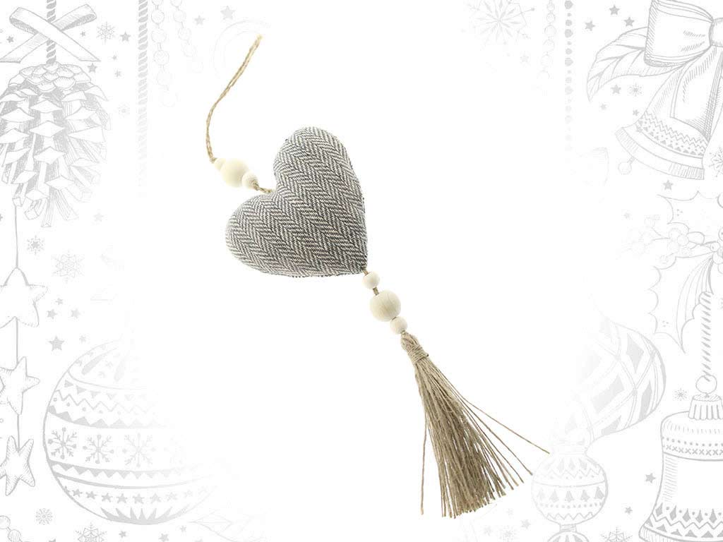 GREY HEARTH POMPOM ORNAMENT cod. 9316900