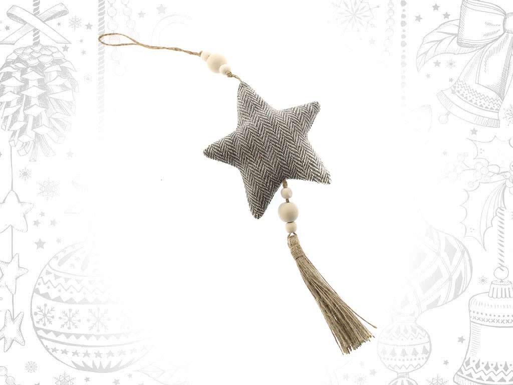 ORNAMENTO ESTRELA CINZA POMPOM cod. 9316901