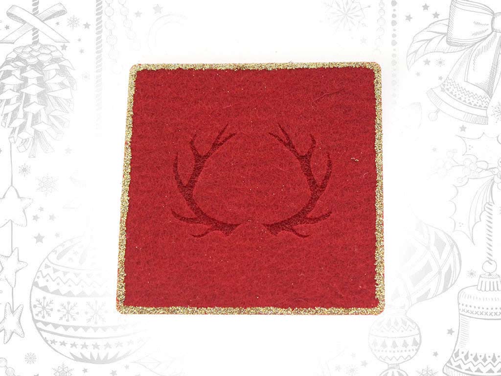 RED SQUARE REINDEERS HORNS COASTERS cod. 9316969