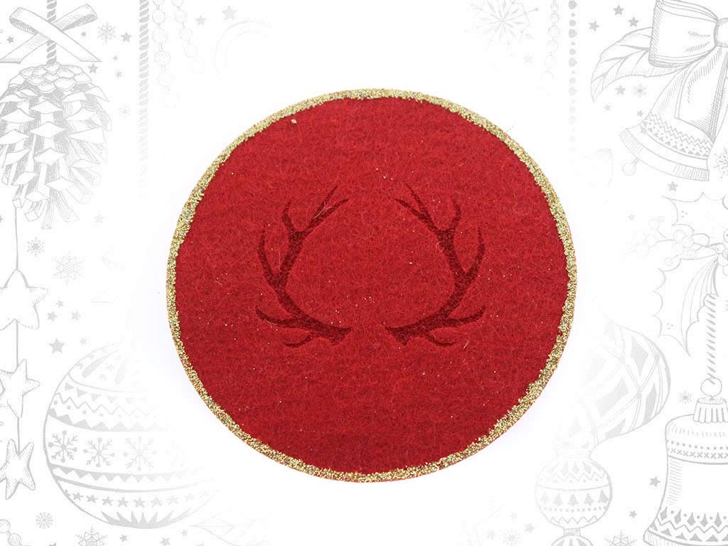 RED ROUND REINDEERS HORNS COASTERS cod. 9316971