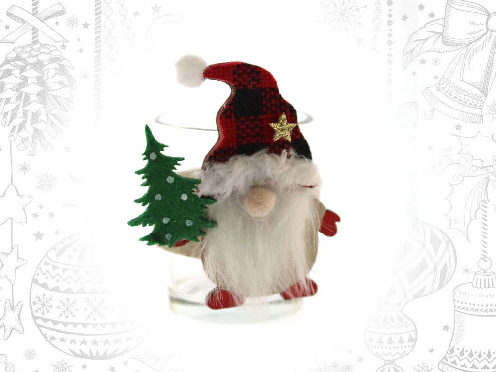 RED VICHY TREE SANTA CANDELHOLDER cod. 9317060