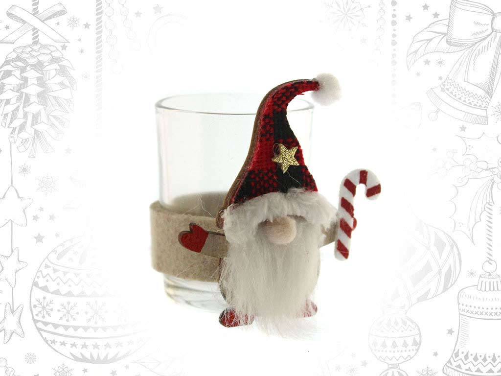 SUPORTE PARA VELAS PAI NOEL VICHY VERMEL cod. 9317062