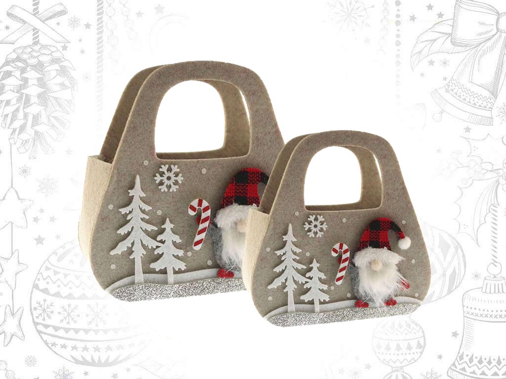 SET 2 HANDLES HAMPERS VICHY RED SANTA cod. 9317067