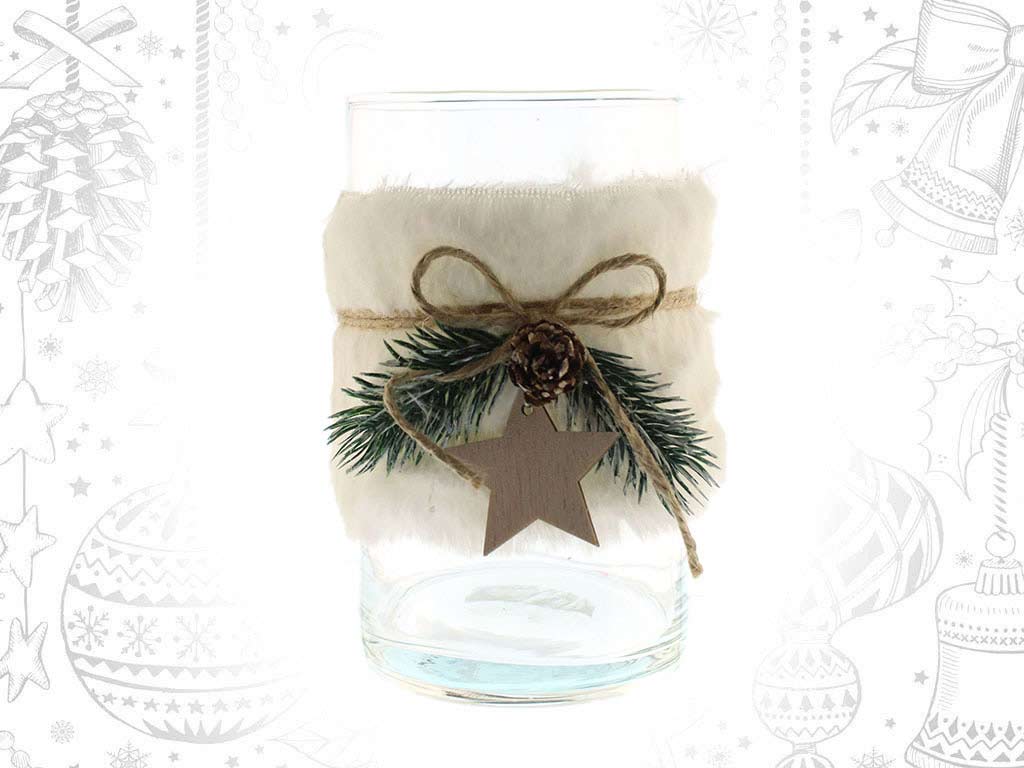 LARGE WOOD STAR WHITE JAR cod. 9317090