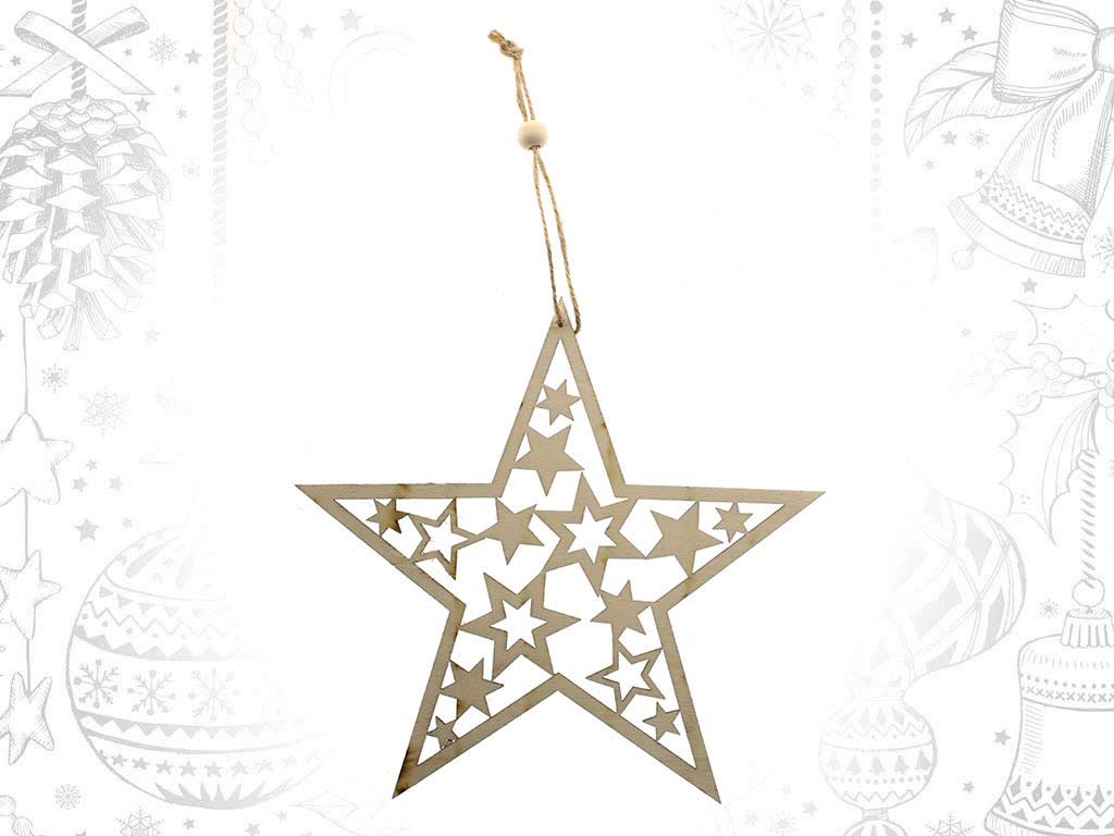 WOODEN WHITE STAR ORNAMENT cod. 9317124