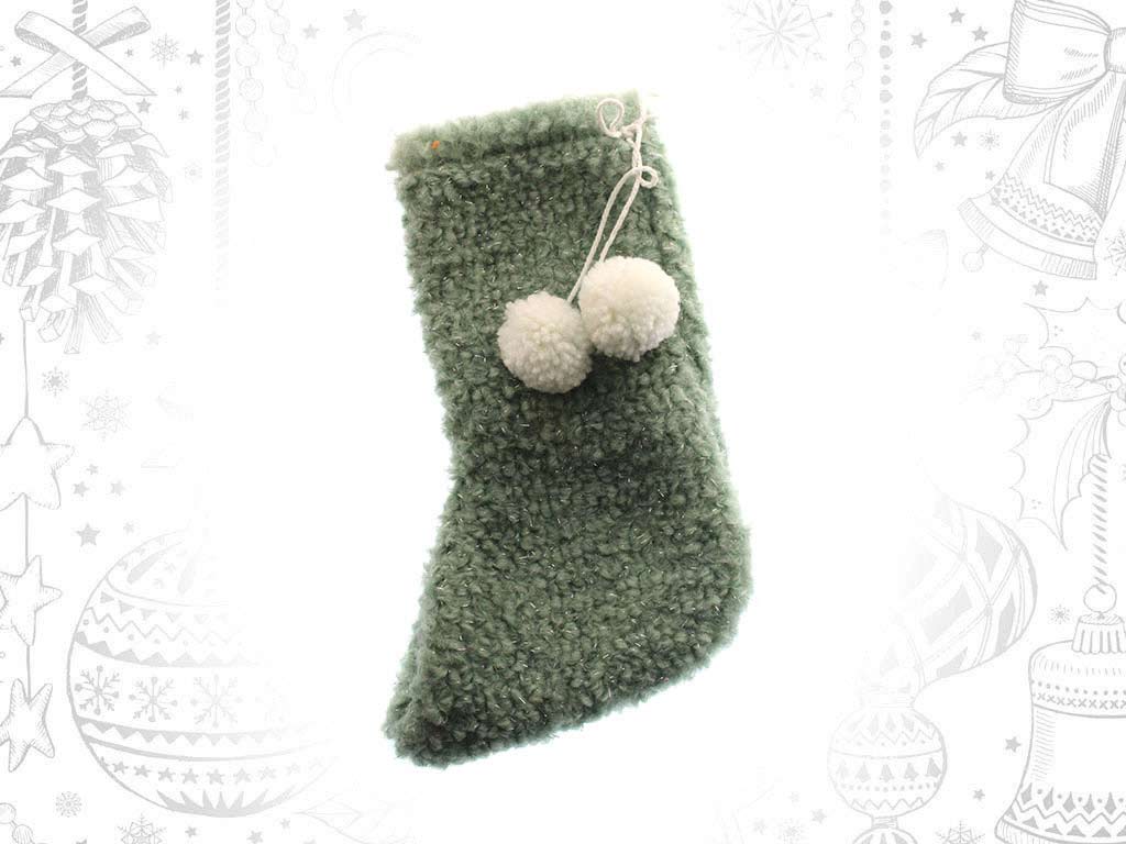 GREEN STOCKING POMPOM ORNAMENT cod. 9317128