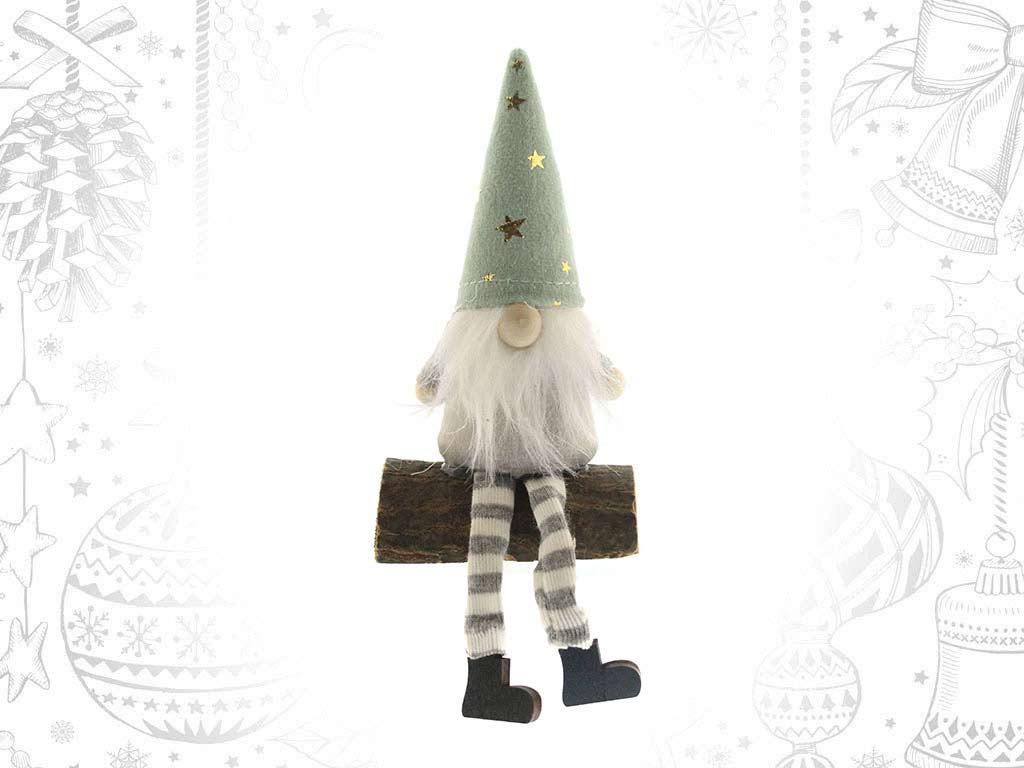 BABBO NATALE VERDE SUL TRONCO DI LEGNO cod. 9317146