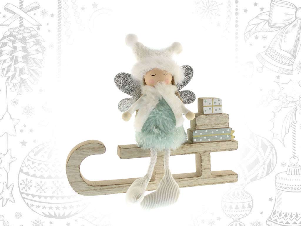 GREEN ANGEL WOODEN SLEIGH cod. 9317174