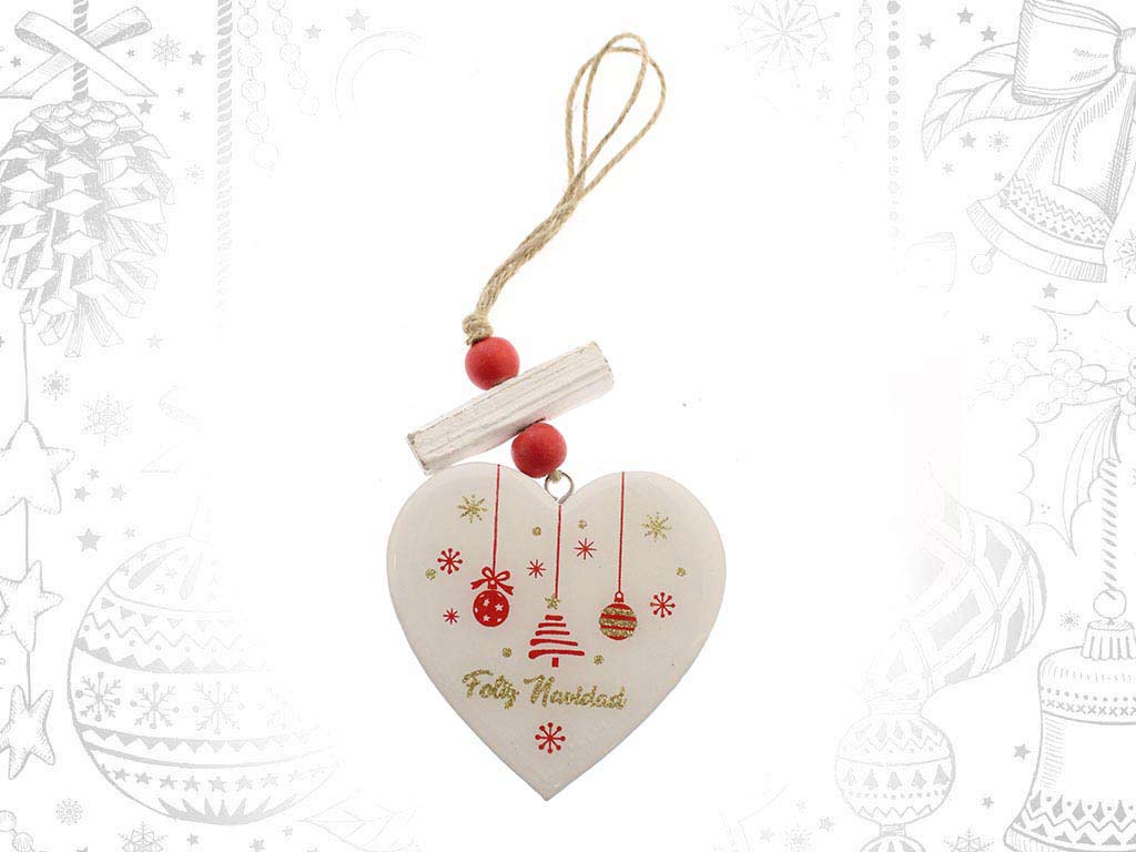 ORNAMENTO BRANCO CORACAO FELIZ NAVIDAD cod. 9317213