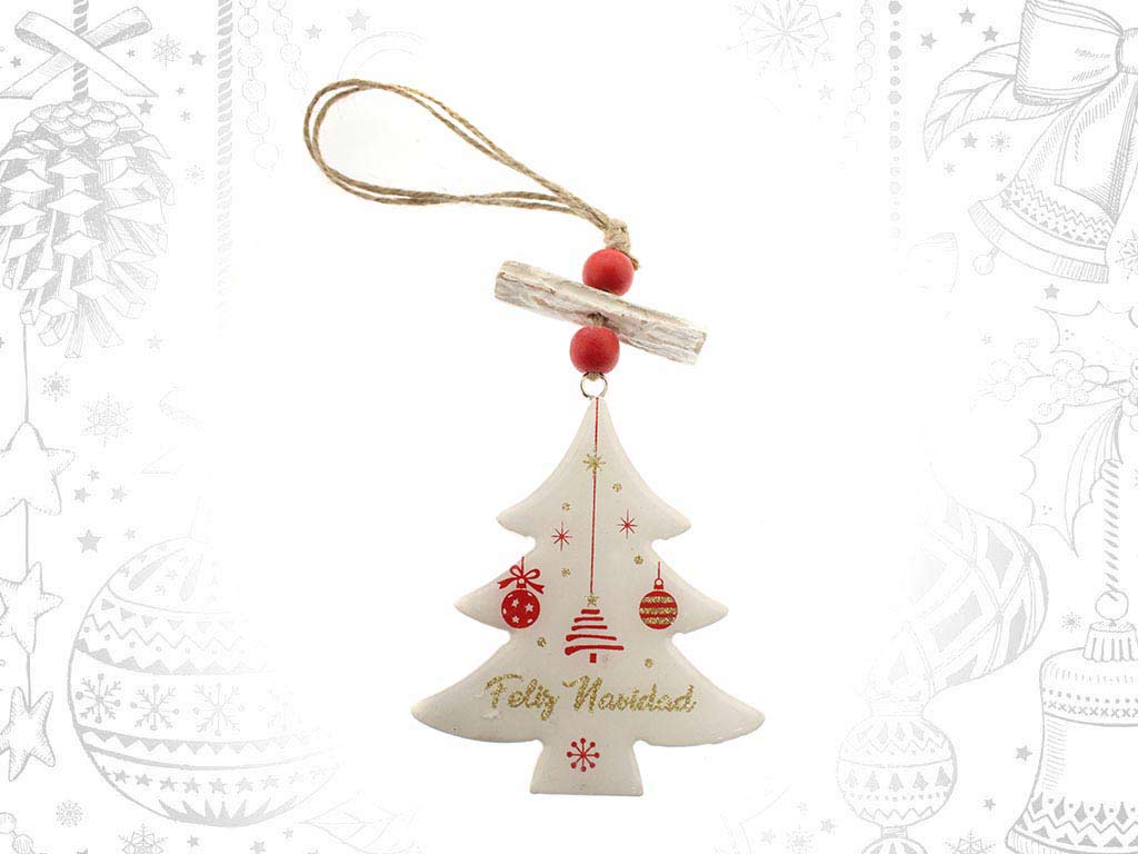 ORNAMENTO BRANCO ARVORE FELIZ NAVIDAD cod. 9317215