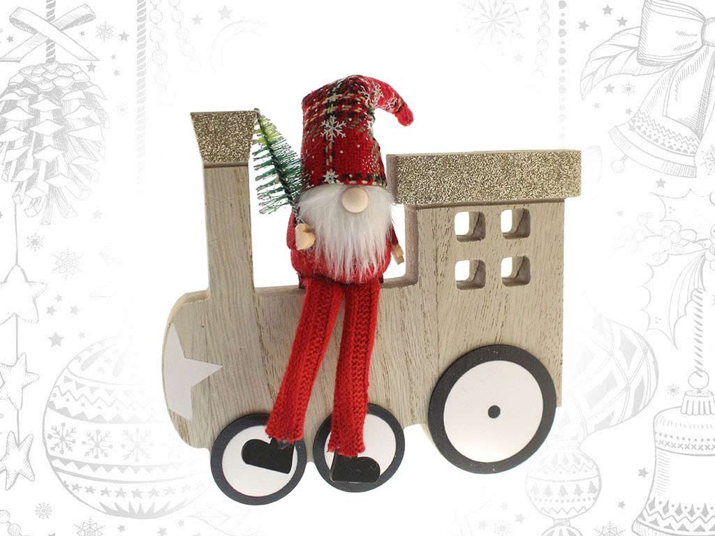 TRENO IN LEGNO CON BABBO NATALE ROSSO cod. 9317241