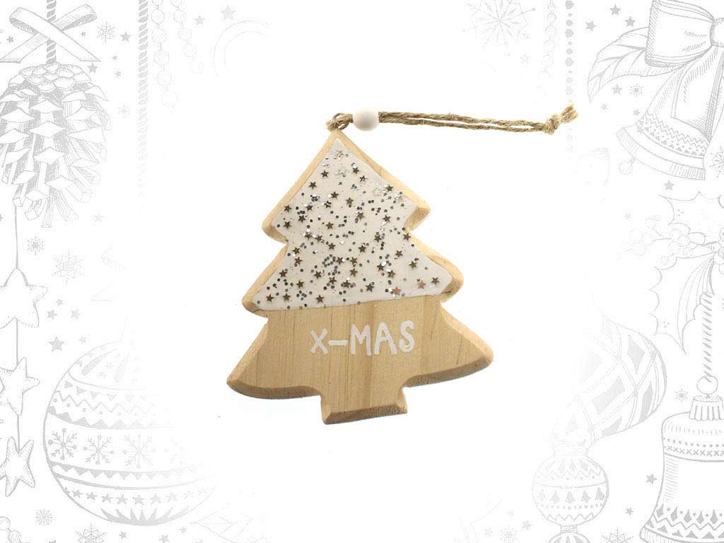 WHITE WOODEN TREE ORNAMENT cod. 9317397