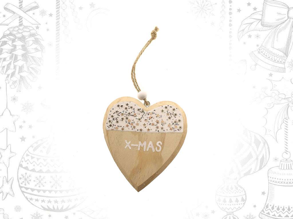 WHITE HEART WOODEN ORNAMENT cod. 9317399